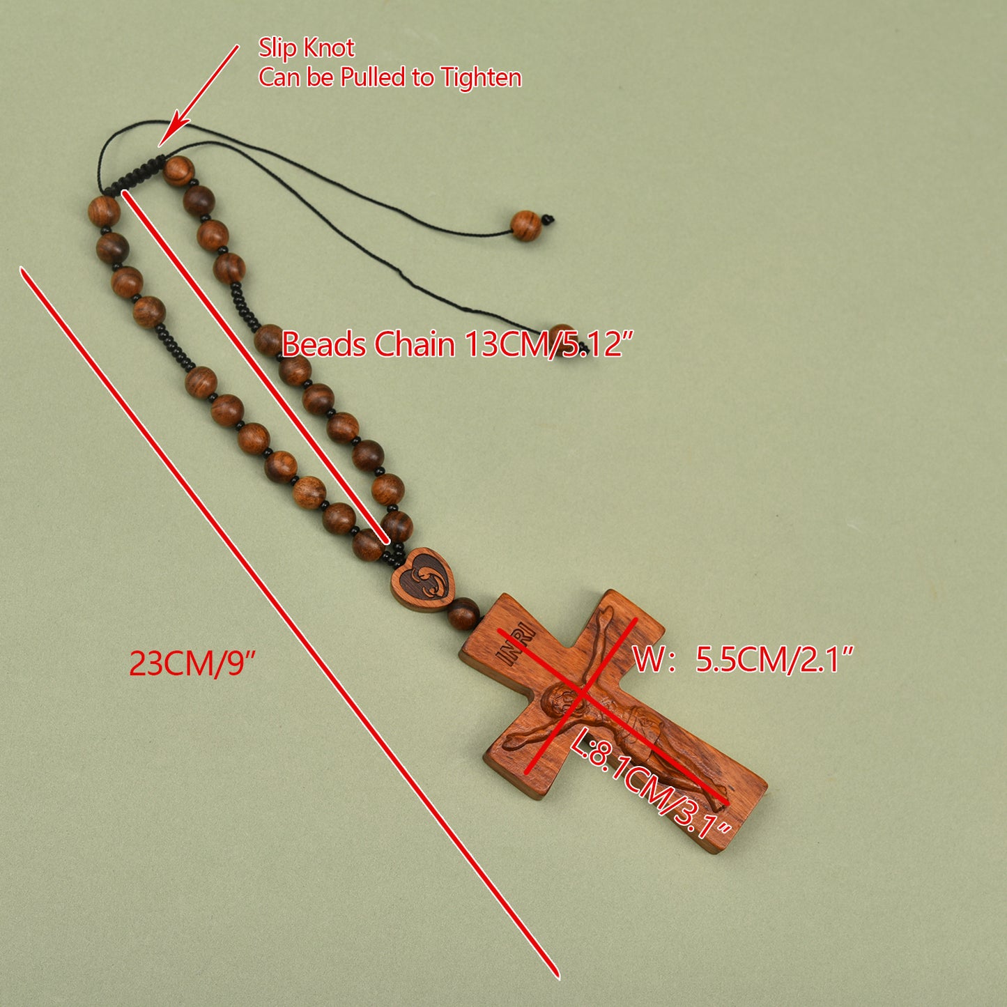 Wooden Cross Hand Piece Compact Ergonomic Design Handheld Cross in Car Handing Ornament Accessory