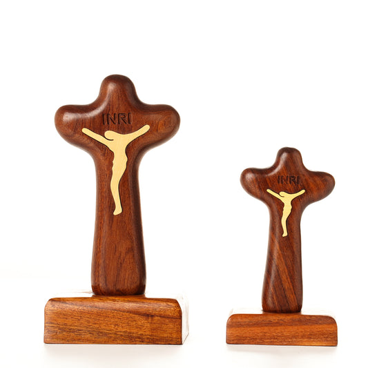 Standing Wooden Crucifix Cross,Christian Catholic Standing Jesus Statue Crucifix Prayer Wall Decor for Home