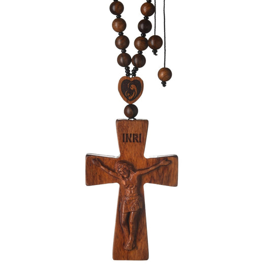 Wooden Cross Hand Piece Compact Ergonomic Design Handheld Cross in Car Handing Ornament Accessory