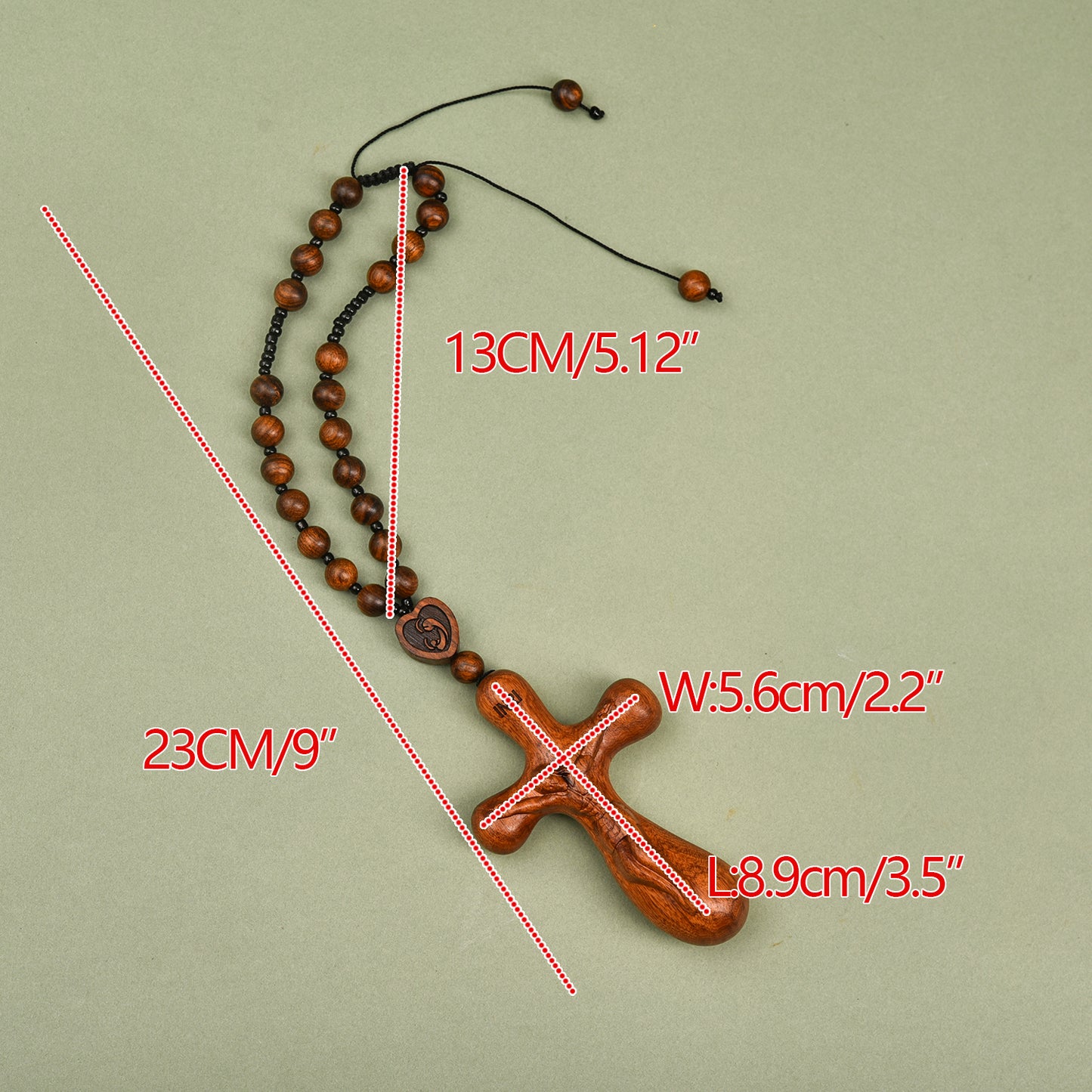Wooden Cross Hand Piece Compact Ergonomic Design Handheld Cross in Car Home Handing Ornament Accessory