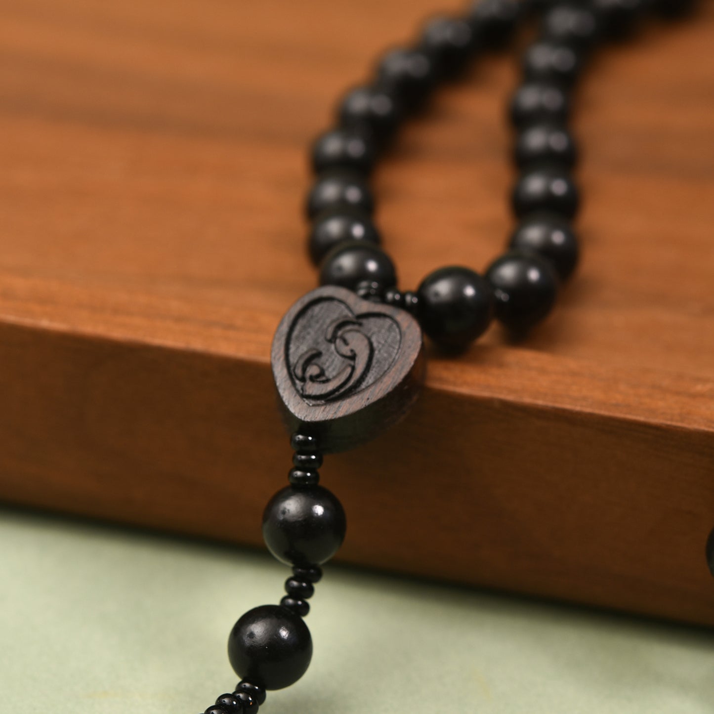 Catholic Rosaries Necklace Cross Crucifix, Natural Black Sandalwood Handmade Rosary Beads Prayer Gifts for Women Men