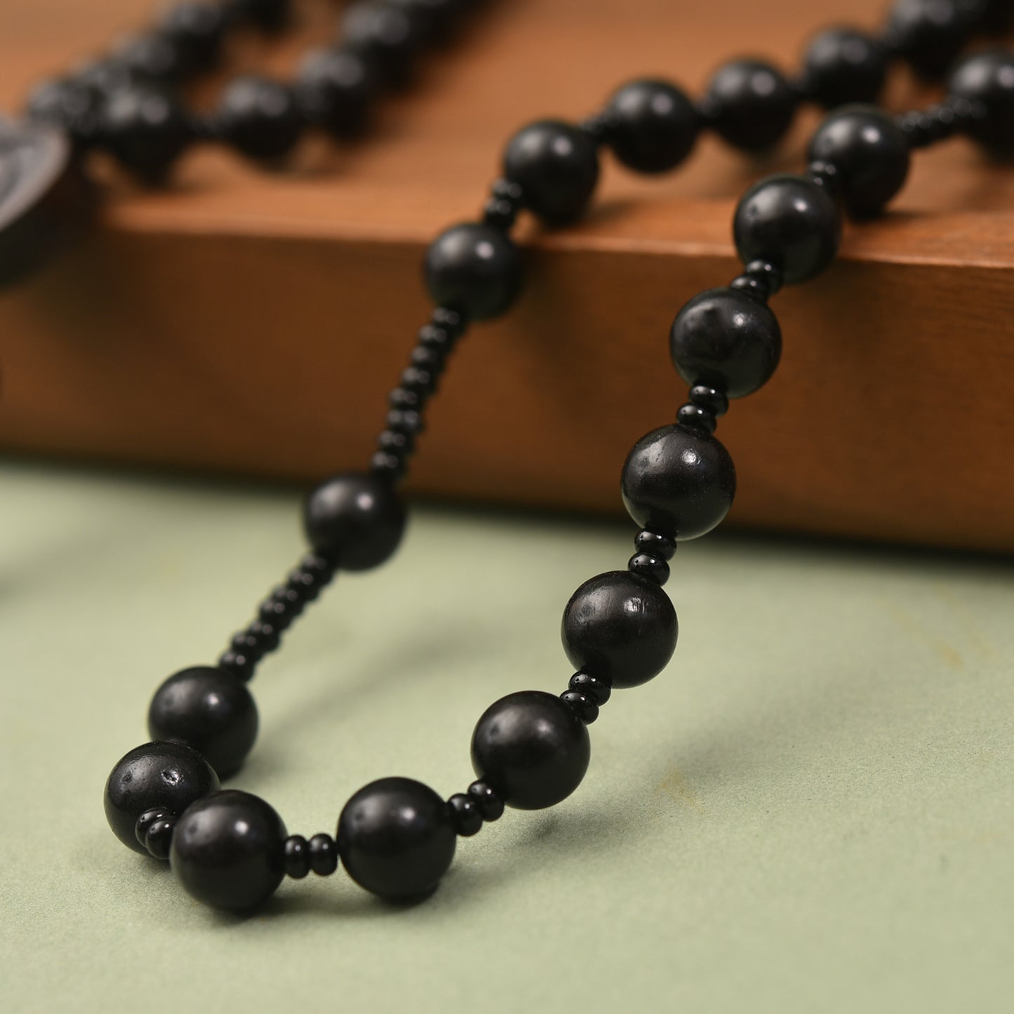 Catholic Rosaries Necklace Cross Crucifix, Natural Black Sandalwood Handmade Rosary Beads Prayer Gifts for Women Men