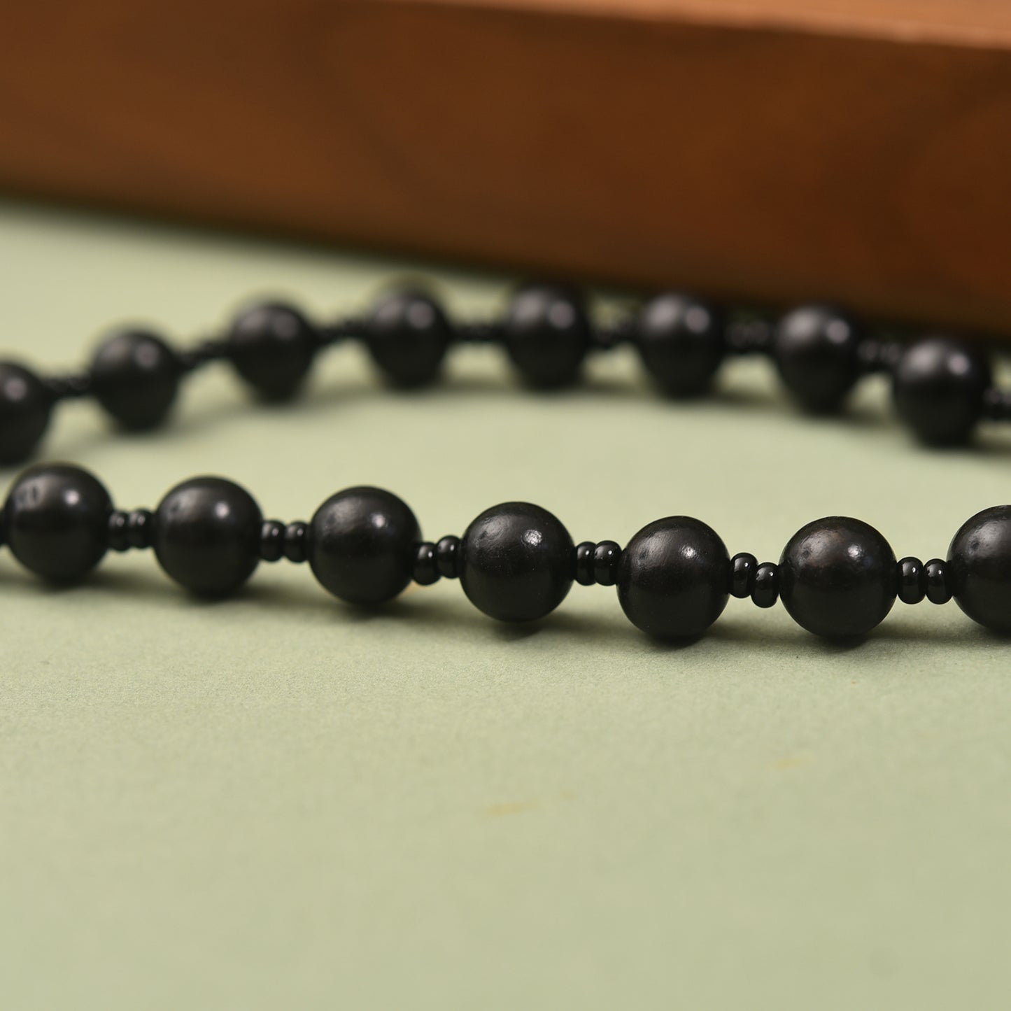 Ebony Catholic Rosaries Necklace Cross Crucifix, Natural Black Sandalwood Handmade Rosary Beads Prayer Gifts for Women Men