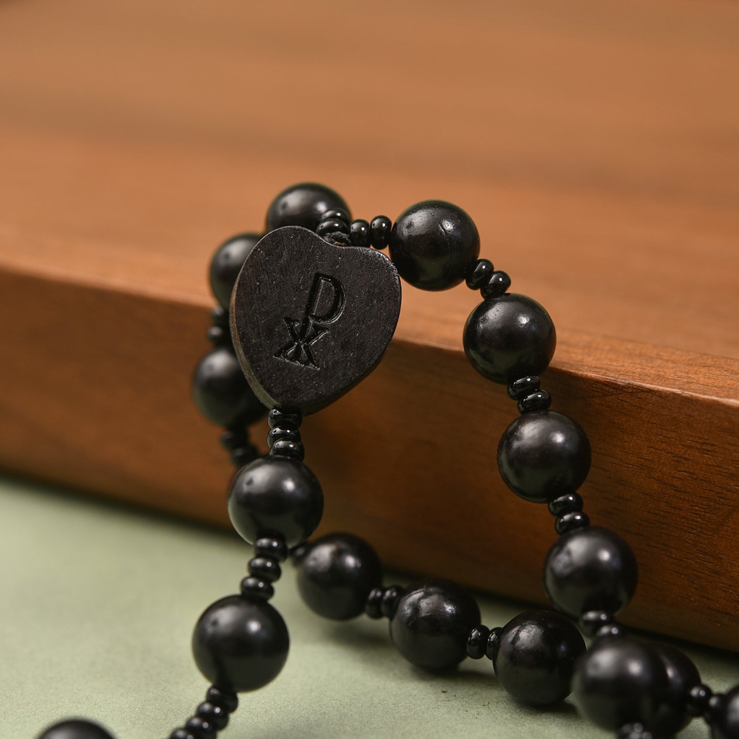 Ebony Catholic Rosaries Necklace Cross Crucifix, Natural Black Sandalwood Handmade Rosary Beads Prayer Gifts for Women Men