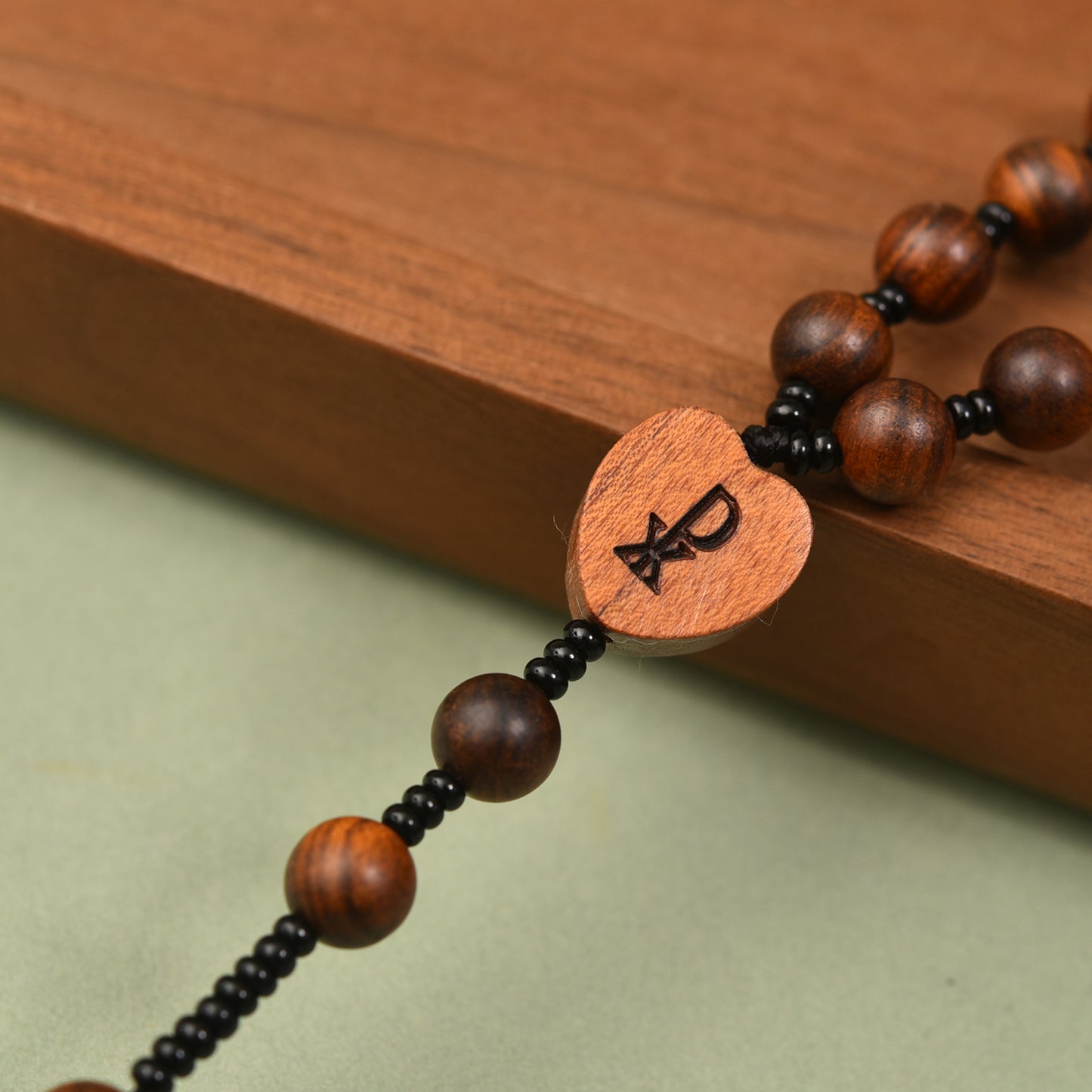 Catholic Rosaries Necklace Cross Crucifix, Natural Wooden Handmade Rosary Beads Prayer Gifts for Women Men