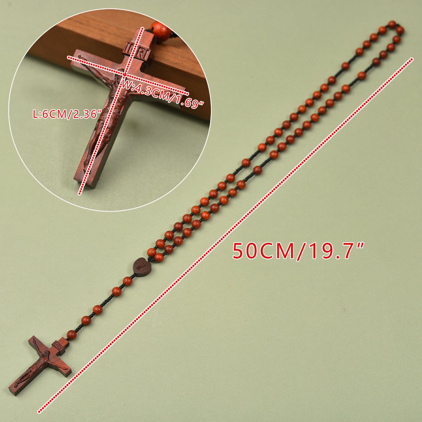 Catholic Rosaries Necklace Cross Crucifix, Natural Purple Sandalwood Handmade Rosary Beads Prayer Gifts for Women Men